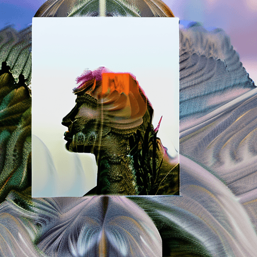 AI generated: Double Exposure Human-Nature, trees, flowers, mountain, sunset, nature mind, expressive creative art...