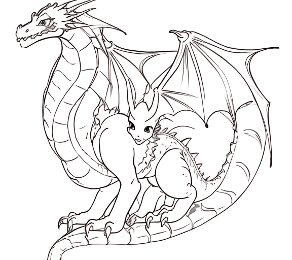 AI generated: cartoon sweet baby dragon like princess style with only the lines so i can paint it and fit the canv...