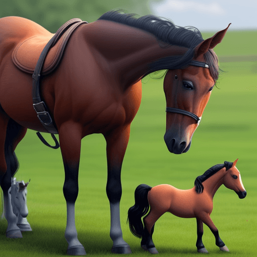 AI generated: horse with baby horse. sad. empathy. 