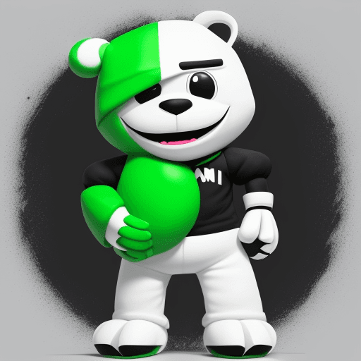 AI generated: Create 'Remmie' an mascot with black, white and green color. Make him in the same style as Billy (fr...