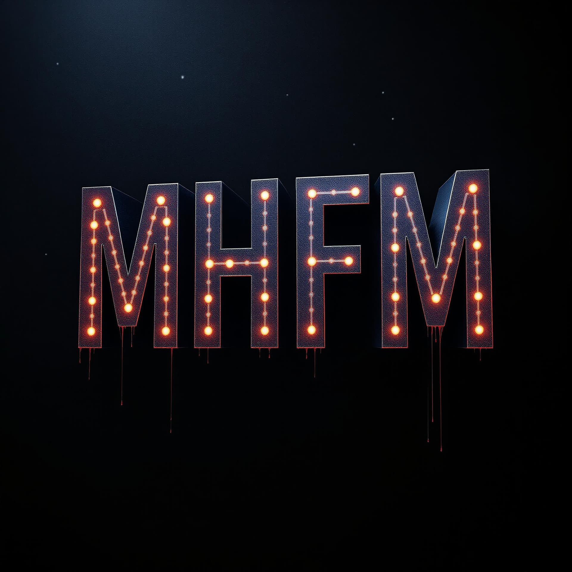 AI generated: Make me an ultra-realistic cinematic poster with the letters of MHFM in such a way that these letter...