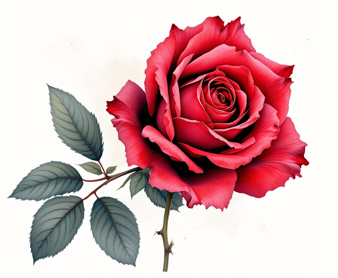 AI generated: red rose on an off-white background, in the style of watercolor illustrations --ar 1:2 --stylize 750