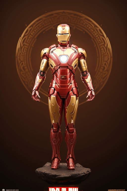 AI generated: digital masterpiece illustration concept art of porcelain statue of buddha gautama as iron man, vara...