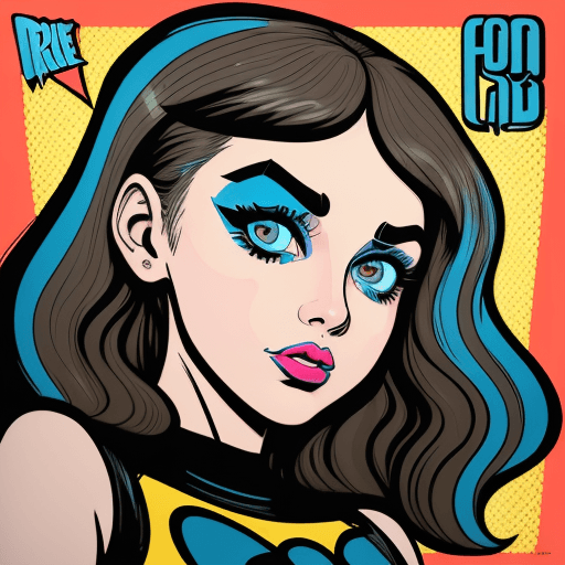 AI generated: the girl's face in an artistic cartoon style, in the style of pop art-inspired comic book style, tro...