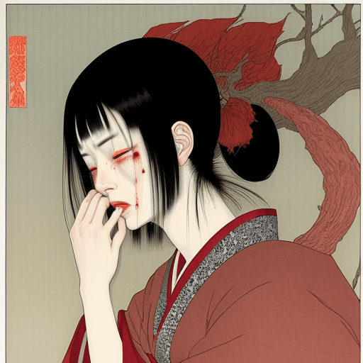 AI generated: Woman crying by Takato Yamamoto