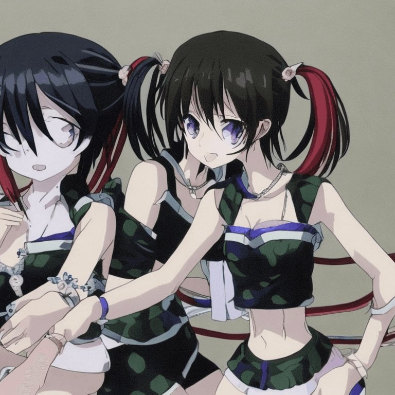 AI generated: 2 anime girls tied up to each other