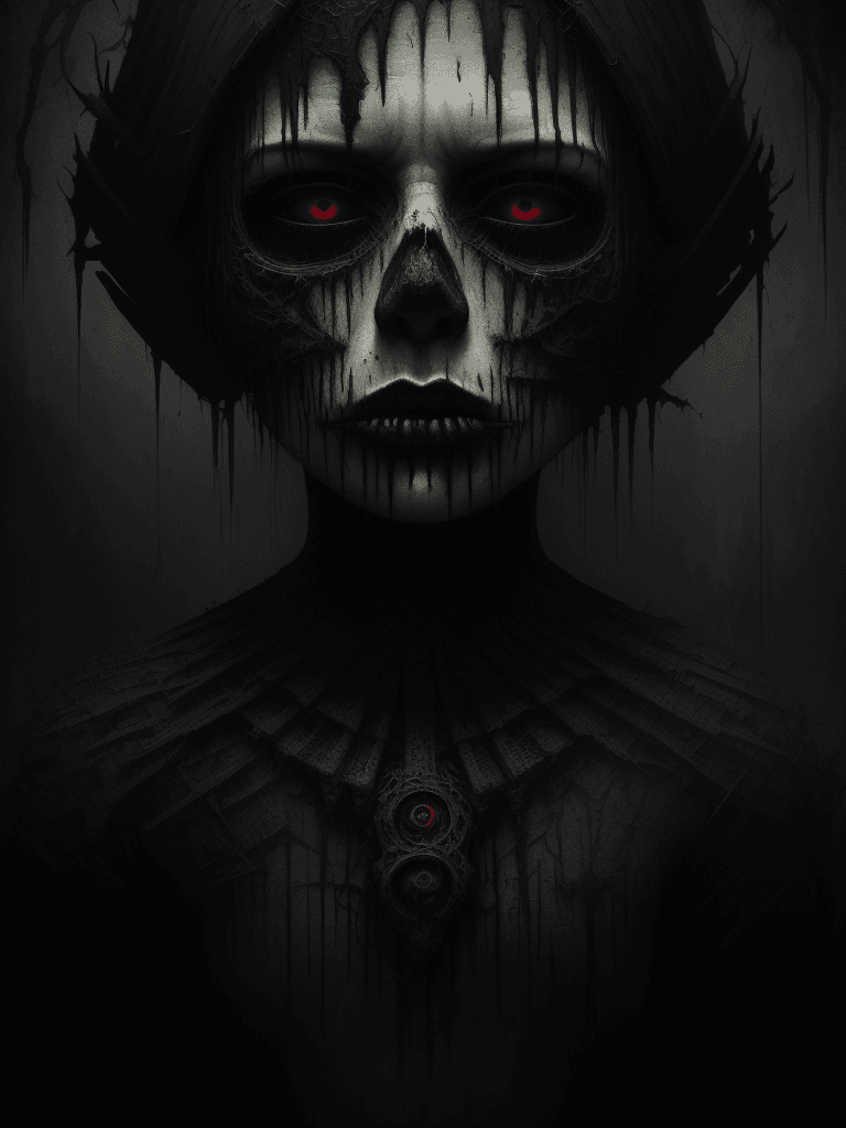 AI generated: unholy, brutal composition, gloomy, intense dark tones, horror, stunning, masterpiece, dramatic, ver...