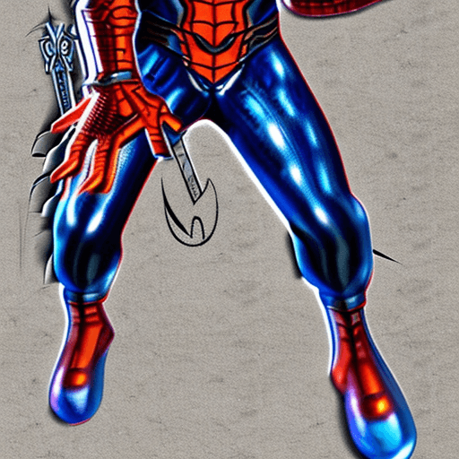 AI generated: Hyper-realistic game character spiderman the God of Thunder, with hyper detailed intricately symboli...