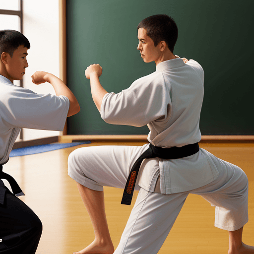 AI generated: A teacher man teaching martial art in the academy