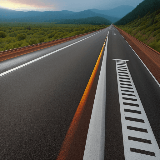 AI generated: a highway with two strokes. One stroke looks old and the other stroke looks much newer because it ha...