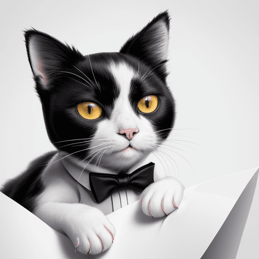 AI generated: white and black tuxedo cat, 4k. hd, cat on paper.