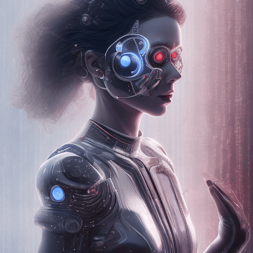 AI generated:  mdjrny-v4 style, neuromancer woman performing magic at a ritual, detailed face, symmetric, cyberpun...