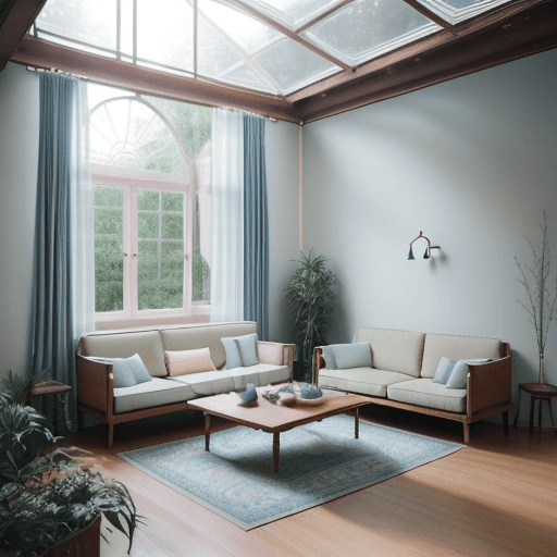 AI generated: High resolution photography interior design, dreamy sunken living room conversation pit, wooden floo...