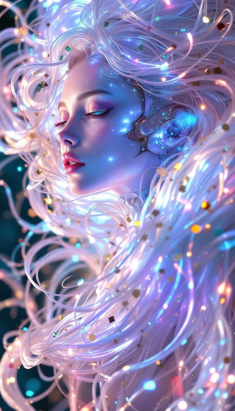 AI generated: Baroque Style, dreamlike hyperdetailed grunge art fantasy illustration featuring a futuristic female...