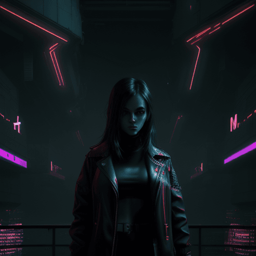 AI generated: cinematic, candid shot, cast in the moody ambiance of darkness with deep fog and neon lights, hyper ...