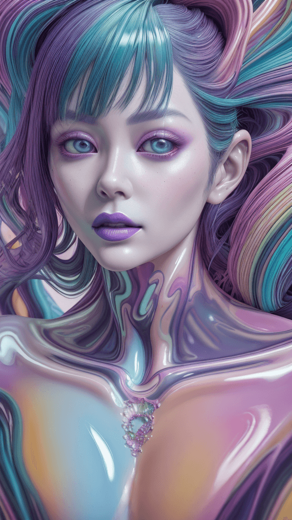 AI generated: "hey girl im on acid i can feel my soul", complex background, colorful best image quality, porcelain...