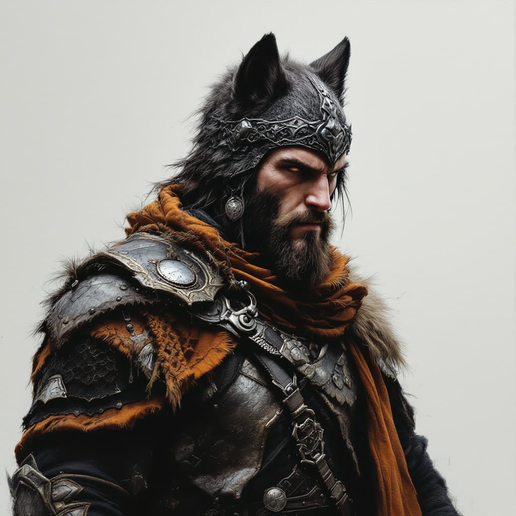 AI generated: detailed full body concept art illustration, dark soft focus, plague style oil painting on canvas of...
