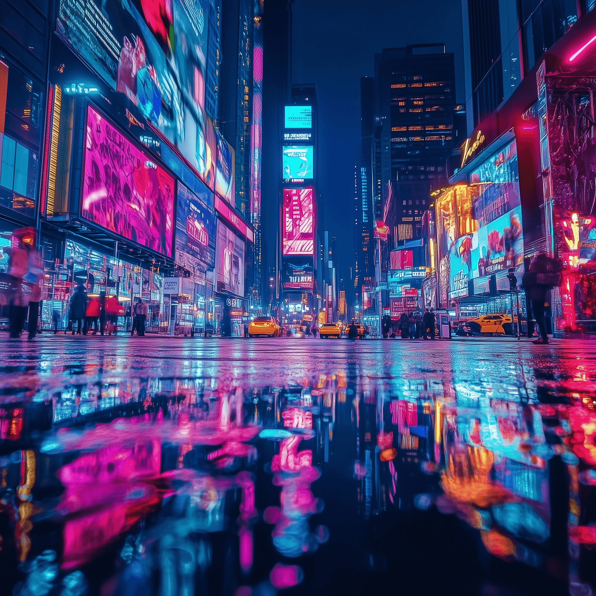 AI generated: times square new york transformed into a neon city