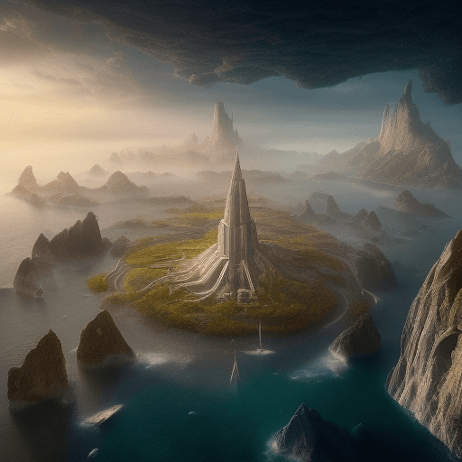 AI generated: utopia, stunning, landscape, human colony,  peter cook, port, epic realism, super detailed photograp...