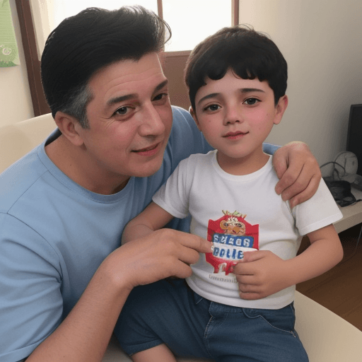 AI generated: papa y mama dan una buena noticia a su hijo de 17 años en casa y el se ve muy feliz por la noticia y...