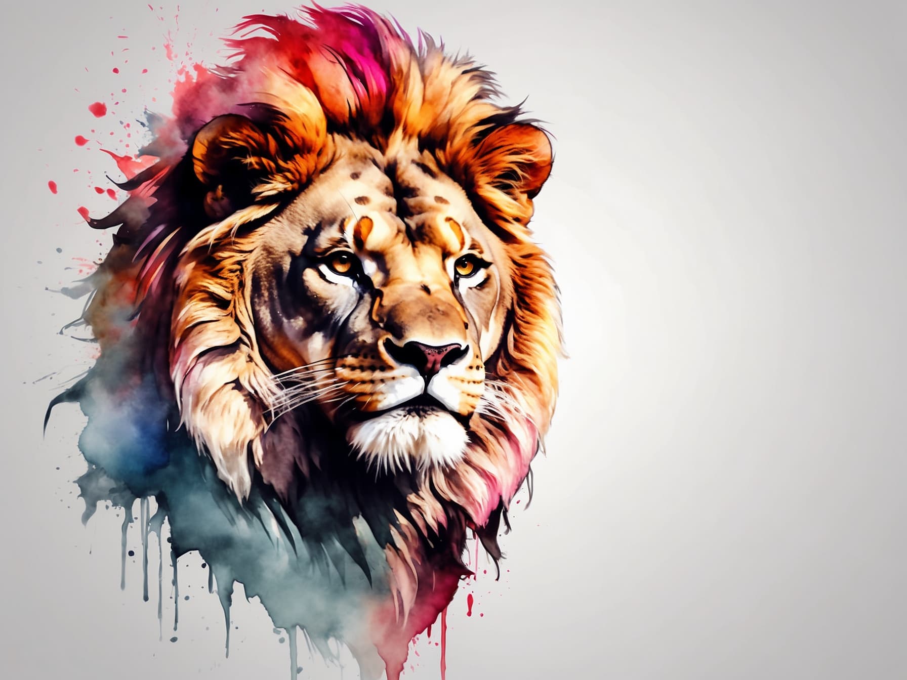 AI generated: a watercolor painting of a lion's face, an airbrush painting by Petros Afshar, behance, lyco art, be...