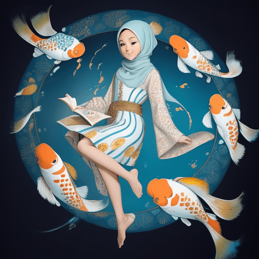 AI generated: masterpiece, concept art, Picture a scene resonating with serenity and imagination. A young malay gi...