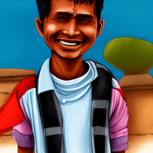 AI generated: illustration, nepali man, standing, smile,