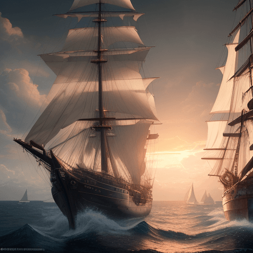 AI generated: Photo of a ultra realistic sailing ship, dramatic light, pale sunrise, cinematic lighting, battered,...