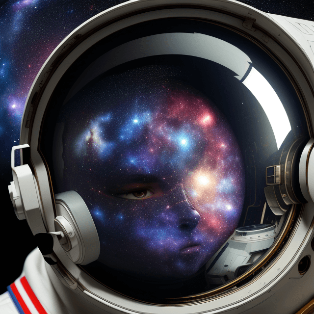 AI generated: epic realistic, high resolution close up image of an astronaut mask reflecting looking into space fi...