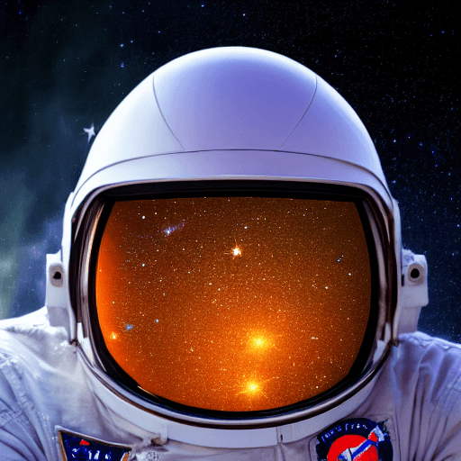 AI generated: high resolution close up image of an astronaut mask reflecting looking into space filled with galaxi...