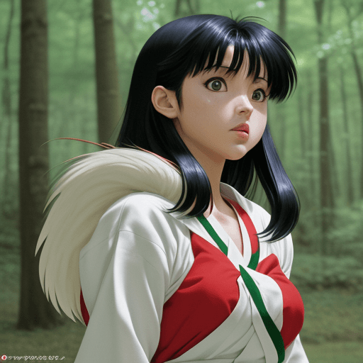 AI generated: Kagome en la vida real besandose