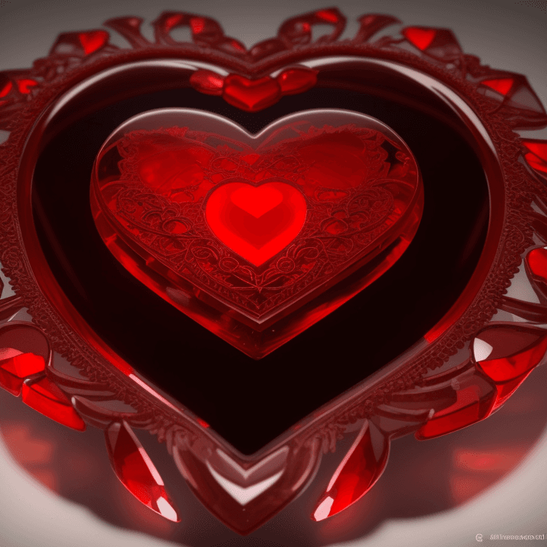 AI generated: Photo of a red heart made of glass, Rim Lighting, masterpiece, best quality, intricate details