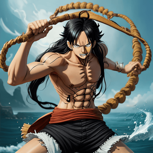 AI generated: Luffy, gear five, one piece theme, uhd image, precisionist art, character illustrations --ar 71:130 ...