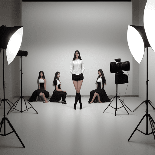 AI generated: modelos en estudio fotografico fondo blanco