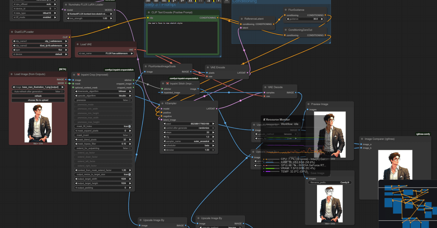 Simple Kontext Inpaint Cropping workflow