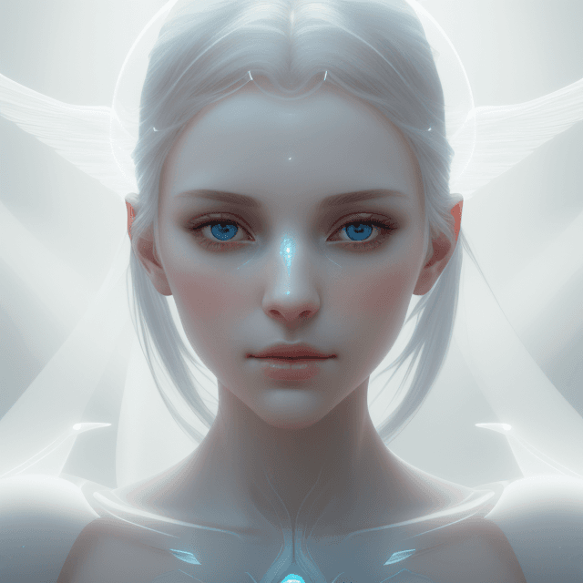 AI generated: ethereal and clean portrait of a woman character Unreal Engine 5, pristine glass-like face skin qual...