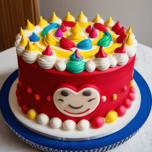 AI generated: /imagine productive photography, front view, large elaborate birthday cake, frosting design resemble...