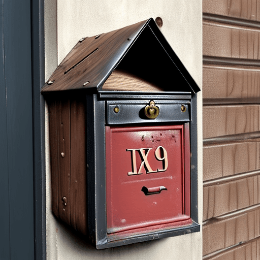 AI generated:   weather beaten wooden letter box without any letters or numbers attached.