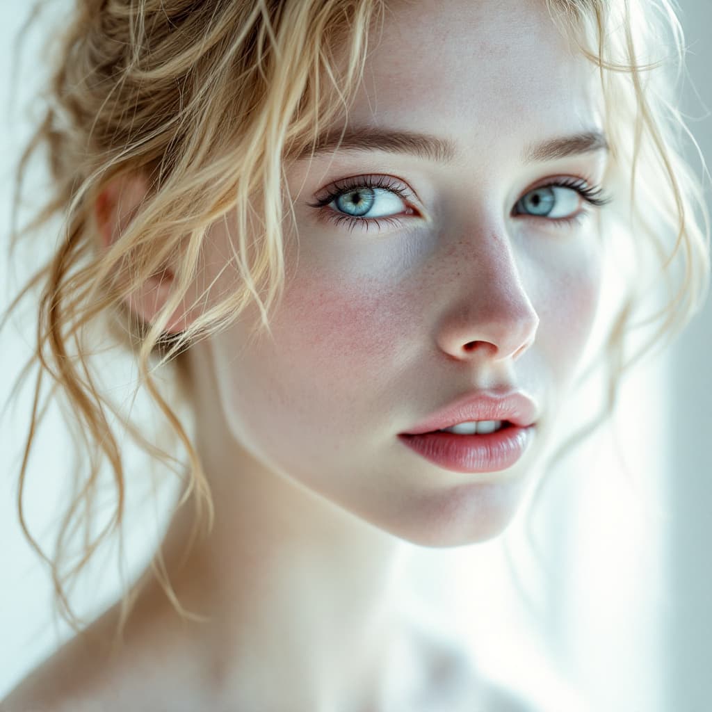 AI generated: white skin blonde with skinny hot face