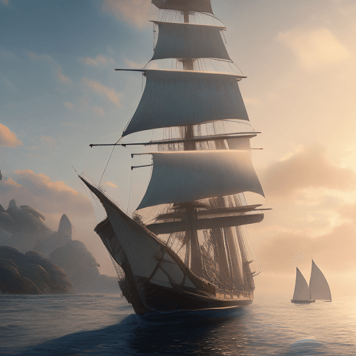 AI generated: Photo of a ultra realistic sailing ship, dramatic light, pale sunrise, cinematic lighting, battered,...