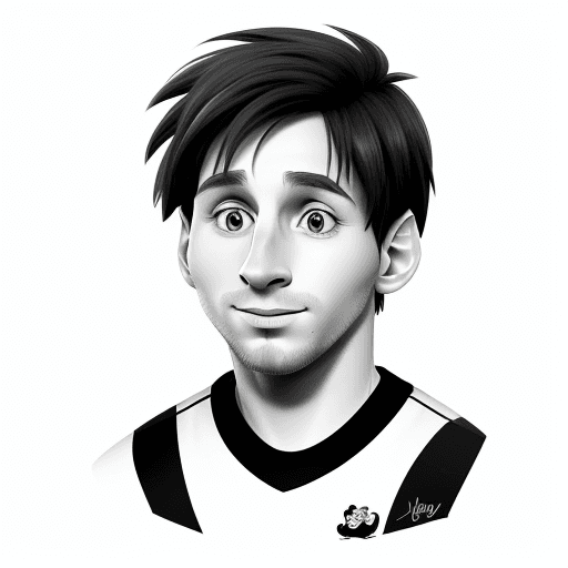 AI generated: leo messi, black and white, disney cartoony style, 