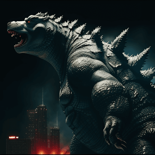 AI generated: Take an image of Godzilla from the movie Godzilla 2000 and make him in the dr.sus style and have him...