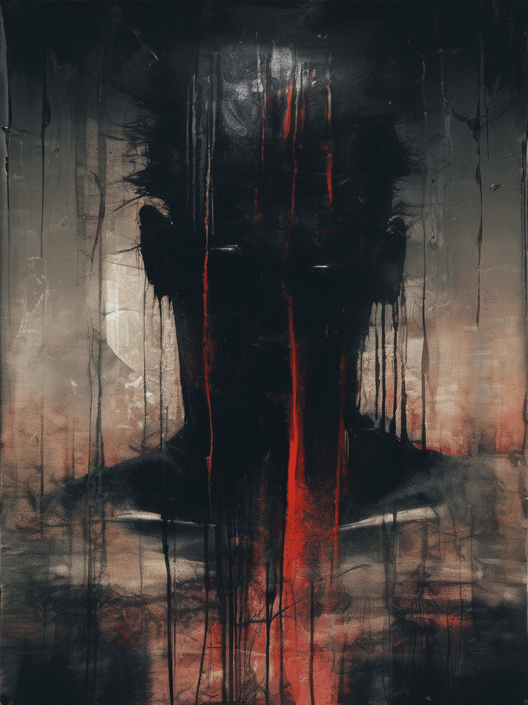 AI generated: I'd rather feel pain than nothing at all, brutal composition, gloomy background, intense and dark to...