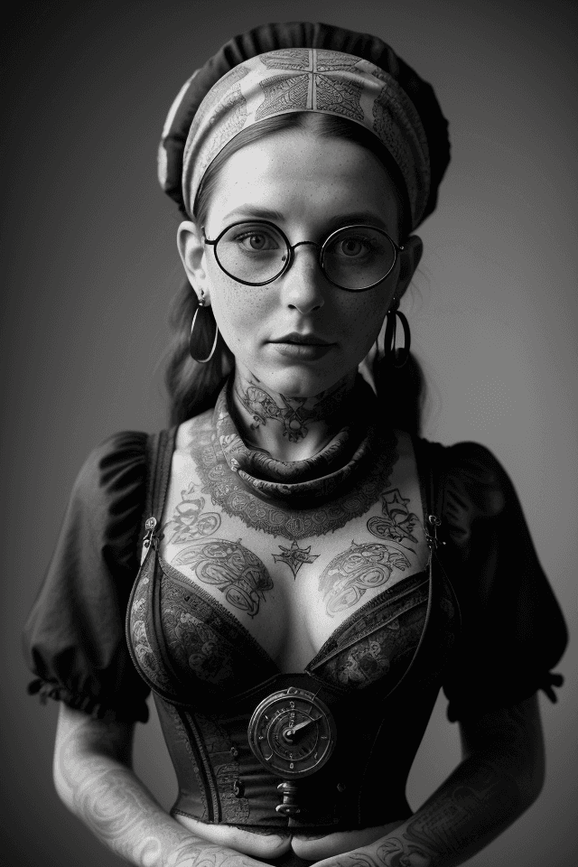 AI generated: High resolution 4k studio photography detailed black and white photo of an attractive victorian stea...