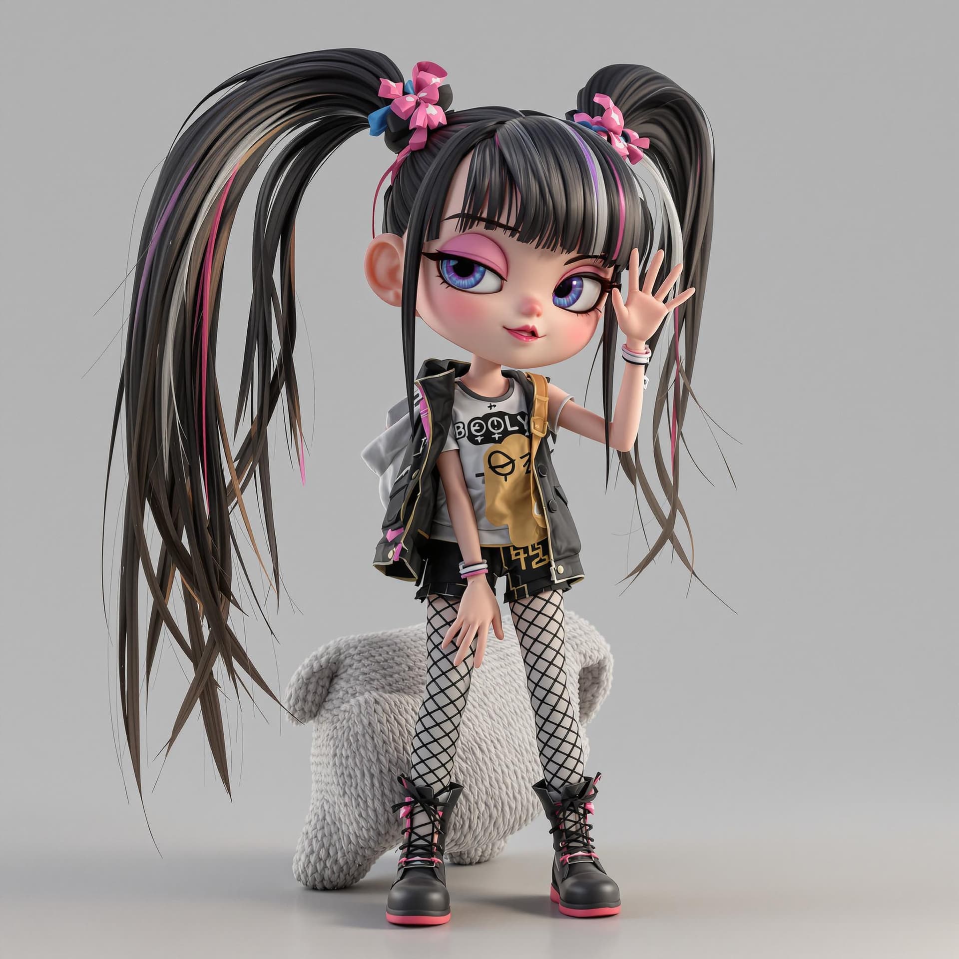 AI generated: billie eilish 3d image, cute girl, in the style of Pixar --ar 1:2 --stylize 750