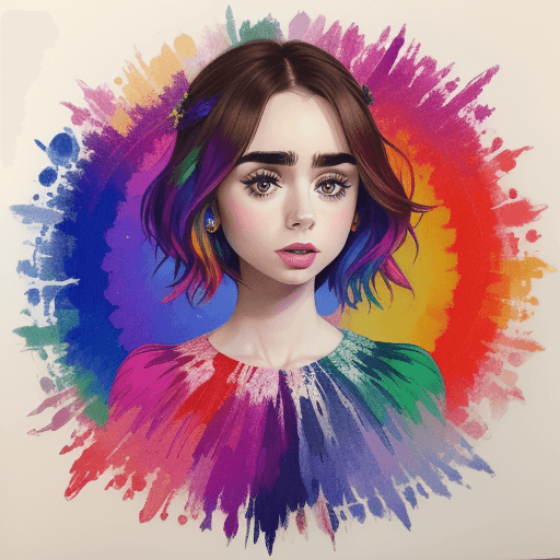 AI generated: Lily Collins, multi color, art,