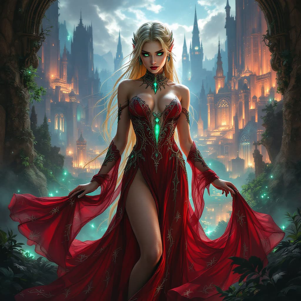 AI generated: ((Full body)), small, highly detailed ((Blood Elf from World of Warcraft)), seductive and alluring p...