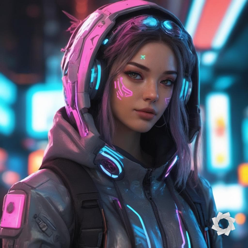 AI generated: Chloe Bailey as a futuristic girl, kawaii style {style Detailed body painting beautiful neon operato...
