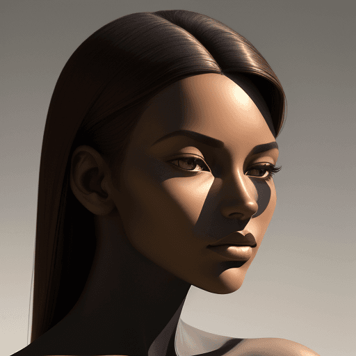 AI generated: a color photo of a woman with shadow., in the style of minimalist beauty, light bronze and bronze, s...
