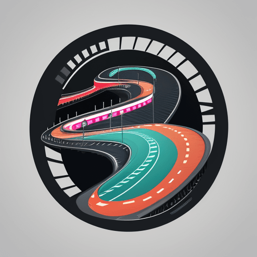 AI generated: tshirt logo design vector, A curvy road that transforms into industrial shapes, highlighting your cr...